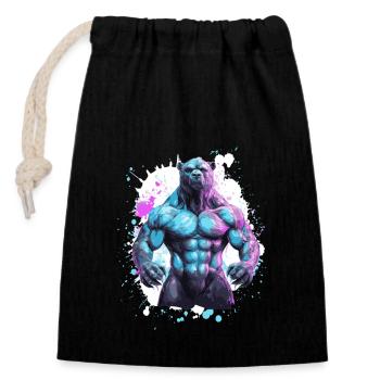 Muscles du grizzli - Sac cadeau en coton avec cordon (14 x 20 cm) - noir - Devant