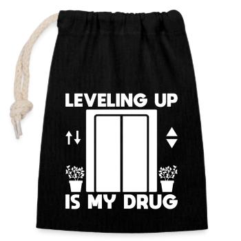 Funny Elevator Mechanic Leveling Up Is My Drug - Verschließbarer Geschenkbeutel aus Baumwolle (14x20cm) - Schwarz - Vorne