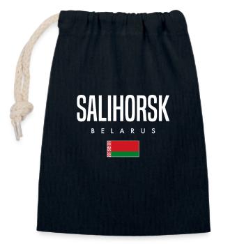 Salihorsk, Belarus, Belarus - Closable cotton gift bag (14x20cm) - navy - Front