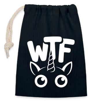WTF – Magic meets irony - Closable cotton gift bag (14x20cm) - navy - Front