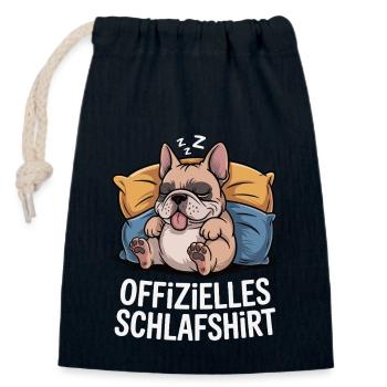 Offizielles Schlafshirt Frenchie - Verschließbarer Geschenkbeutel aus Baumwolle (14x20cm) - Navy - Vorne