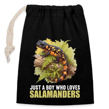 Salamanders Salamander - Verschließbarer Geschenkbeutel aus Baumwolle (14x20cm) - Schwarz - Vorne