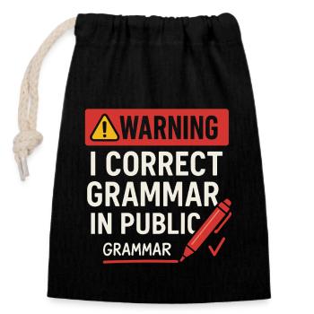 Grammaire Relecture Dicton public - Sac cadeau en coton avec cordon (14 x 20 cm) - noir - Devant