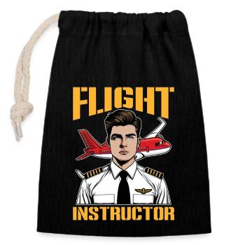 Flight Instructor Aviation Teacher Pilot School - Closable cotton gift bag (14x20cm) - black - Front