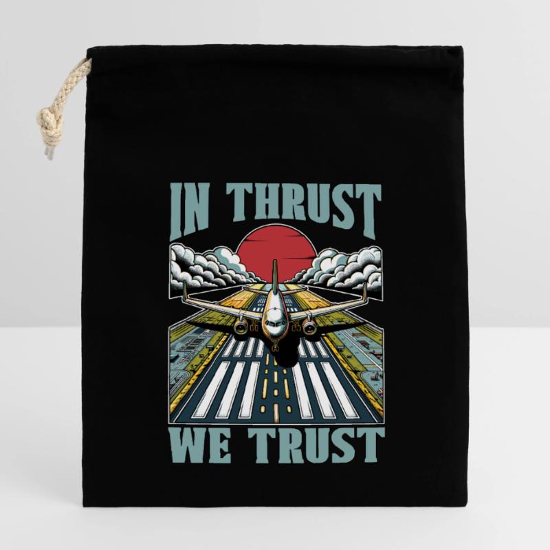Flight Instructor In Thrust We Trust Pilot School Verschließbarer Geschenkbeutel aus Baumwolle (14x20cm)