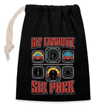 Flight Instructor My Favorite Six Pack Aviation - Closable cotton gift bag (14x20cm) - black - Front
