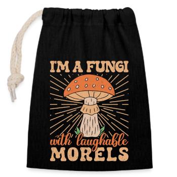 Cueillette de champignons chasseurs de champignons Morilles risibles - Sac cadeau en coton avec cordon (14 x 20 cm) - noir - Devant