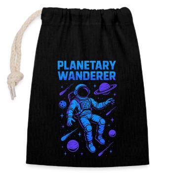 Space nerd design galaxy explorer cosmic - Closable cotton gift bag (14x20cm) - black - Front