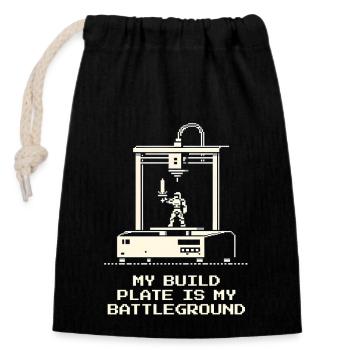 Print Bed = | 3D Printing Calibration - Closable cotton gift bag (14x20cm) - black - Front