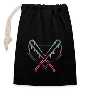 Baseball Eis Baseballschläger - Verschließbarer Geschenkbeutel aus Baumwolle (14x20cm) - Schwarz - Vorne