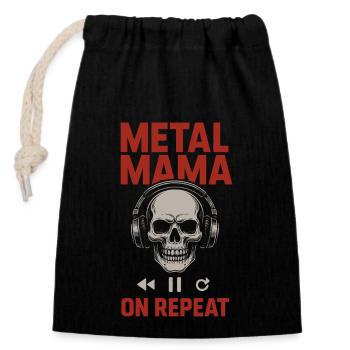 Métal Maman Vie Rock And Roll Mère Crâne Roses - Sac cadeau en coton avec cordon (14 x 20 cm) - noir - Devant