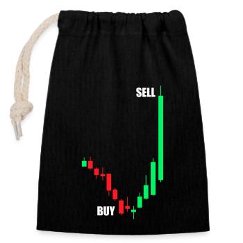 Acheter Vendre Bourse Trader Boursier - Sac cadeau en coton avec cordon (14 x 20 cm) - noir - Devant