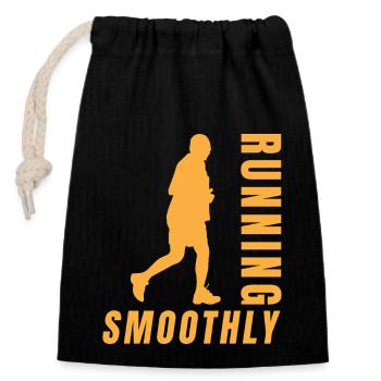 Running Running Smoothly Marathon Runner - Closable cotton gift bag (14x20cm) - black - Front