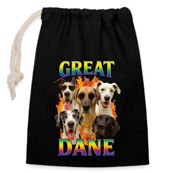 Deutsche Dogge - Verschließbarer Geschenkbeutel aus Baumwolle (14x20cm) - Schwarz - Vorne