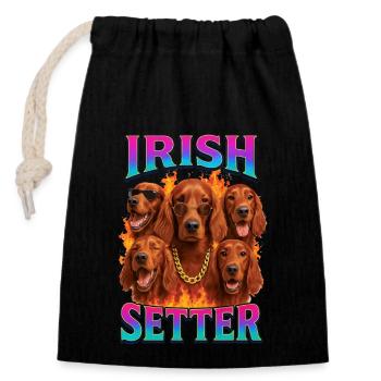 Irish Setter - Verschließbarer Geschenkbeutel aus Baumwolle (14x20cm) - Schwarz - Vorne