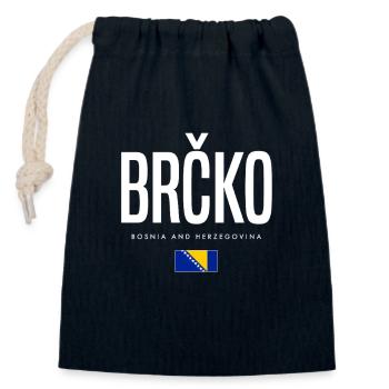 Brcko, Bosnia and Herzegovina - Closable cotton gift bag (14x20cm) - navy - Front