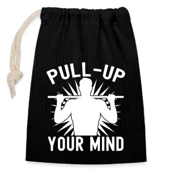 Gym Junkies Pull-Up Your Mind Calisthenics Fitness - Closable cotton gift bag (14x20cm) - black - Front