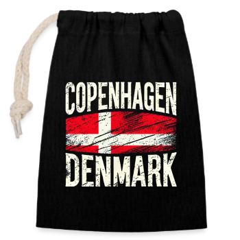 Copenhagen Denmark Flag - Closable cotton gift bag (14x20cm) - black - Front