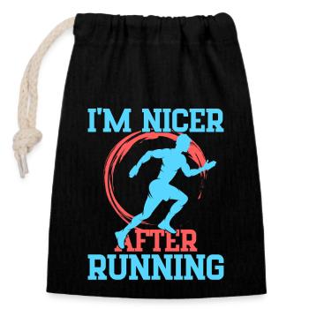 Courir Je suis plus sympa après le cadeau du marathonien - Sac cadeau en coton avec cordon (14 x 20 cm) - noir - Devant