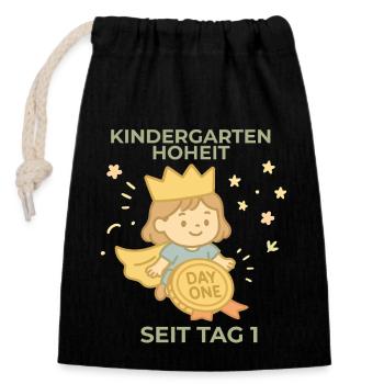 Kindergarten Hoheit Seit dem ersten Tag - Verschließbarer Geschenkbeutel aus Baumwolle (14x20cm) - Schwarz - Vorne