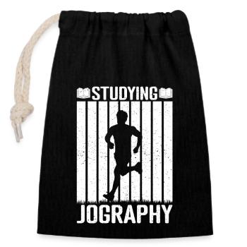 Marathon Runner Studying Jography Running - Closable cotton gift bag (14x20cm) - black - Front