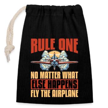 Aerobatic Pilot Rule One RC Pilot Loves Aviation - Verschließbarer Geschenkbeutel aus Baumwolle (14x20cm) - Schwarz - Vorne