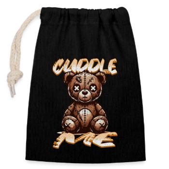 Cuddle me Bear - Closable cotton gift bag (14x20cm) - black - Front