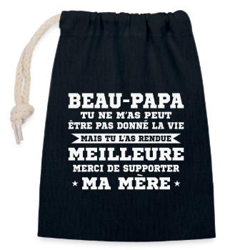 Step-dad not given life but made better - Closable cotton gift bag (14x20cm) - navy - Front
