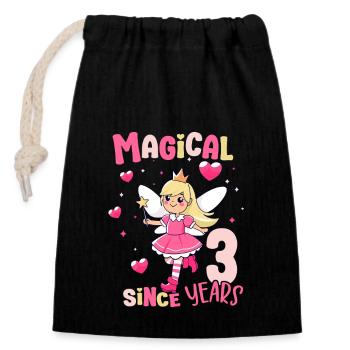 3rd Birthday Girl Magical Since 3 Years Old - Verschließbarer Geschenkbeutel aus Baumwolle (14x20cm) - Schwarz - Vorne