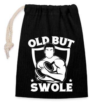 Powerlifting Bodybuilder Old But Swole Gym - Closable cotton gift bag (14x20cm) - black - Front