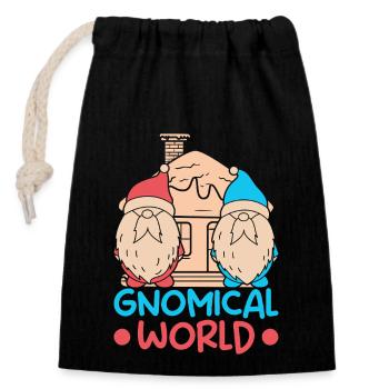Garden Gnome Costume Gnomical World Gnome - Closable cotton gift bag (14x20cm) - black - Front