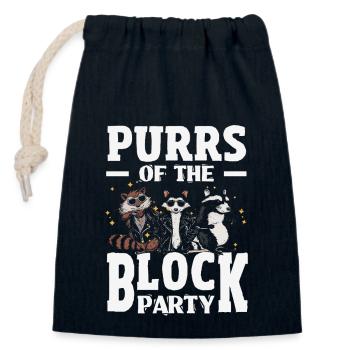Support local street cats - Closable cotton gift bag (14x20cm) - navy - Front