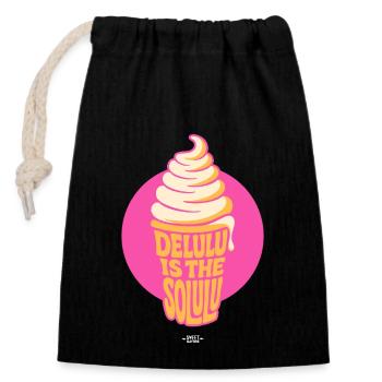 Delulu is the Solulu Icecream - Closable cotton gift bag (14x20cm) - black - Front