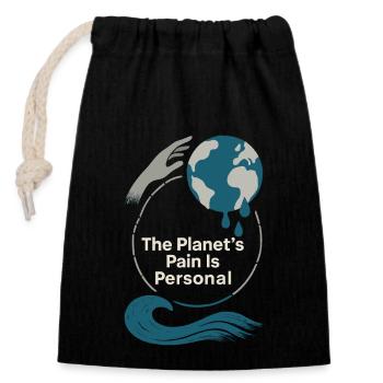 Changement climatique Anxiété Gen Z Eco Stress Doomscroll - Sac cadeau en coton avec cordon (14 x 20 cm) - noir - Devant