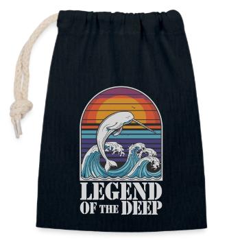 Légende Du Narval Profond Illustration Avec - Sac cadeau en coton avec cordon (14 x 20 cm) - bleu marine - Devant
