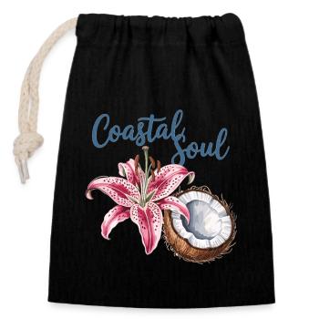 Coastal Flair for the Soul, Coconut & Blossom Shirt - Closable cotton gift bag (14x20cm) - black - Front