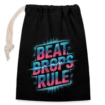 Beat Drops Rule Shirt - EDM Soundwave - Closable cotton gift bag (14x20cm) - black - Front