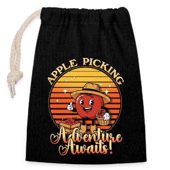 Apple Picking Adventure Awaits Apple Picker Apple - Closable cotton gift bag (14x20cm) - black - Front