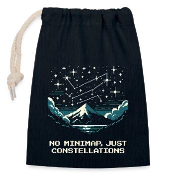 Constellations au lieu d’une -carte | Astronomie Ciel - Sac cadeau en coton avec cordon (14 x 20 cm) - bleu marine - Devant
