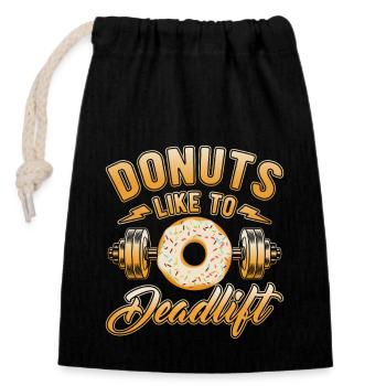 Fitness Motivation Bodybuilder Donuts Deadlift - Verschließbarer Geschenkbeutel aus Baumwolle (14x20cm) - Schwarz - Vorne