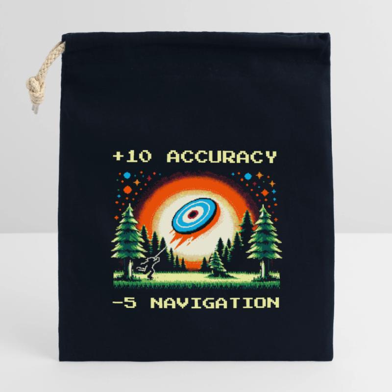 +10 de précision | Technique de disc golf Objectifs de la trajectoire de vol Sac cadeau en coton avec cordon (14 x 20 cm)