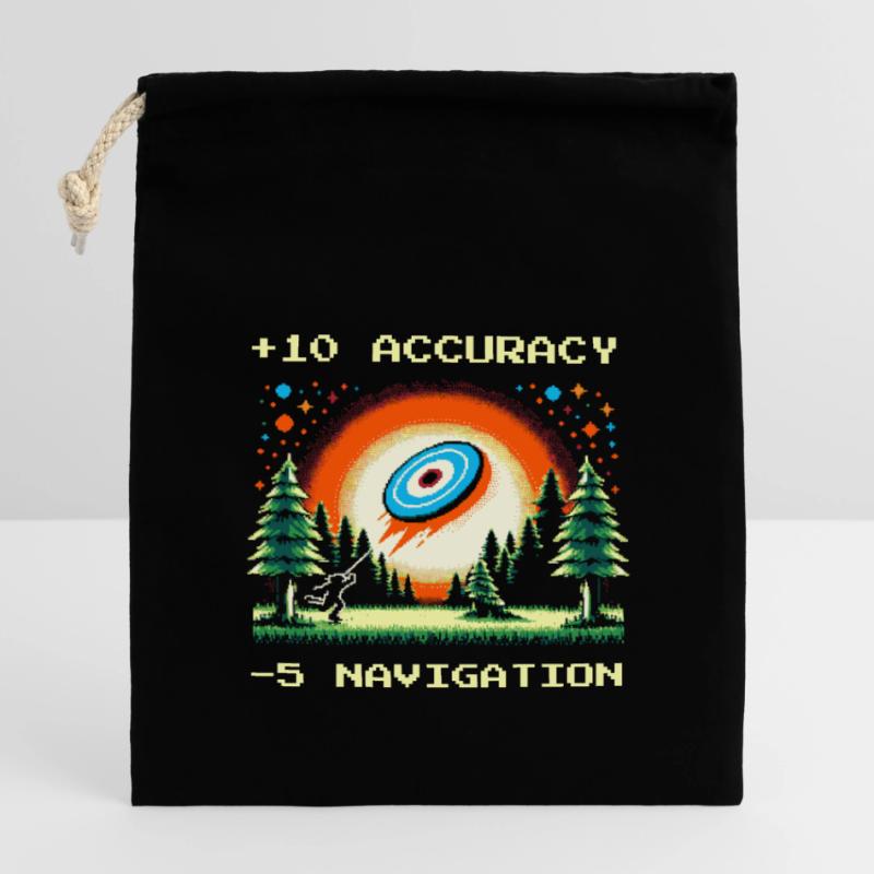 +10 de précision | Technique de disc golf Objectifs de la trajectoire de vol Sac cadeau en coton avec cordon (14 x 20 cm)