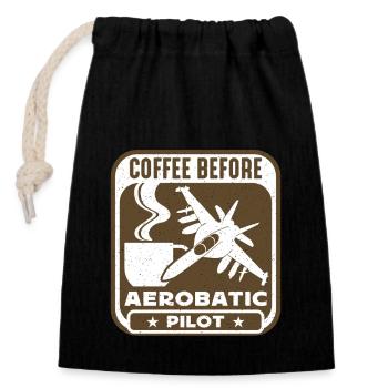 Aerobatic Pilot Coffee Glider Pilot Coffee Lover - Verschließbarer Geschenkbeutel aus Baumwolle (14x20cm) - Schwarz - Vorne