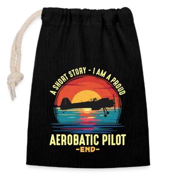 Aerobatic Pilot A Short Story I Am A Glider Pilot - Verschließbarer Geschenkbeutel aus Baumwolle (14x20cm) - Schwarz - Vorne