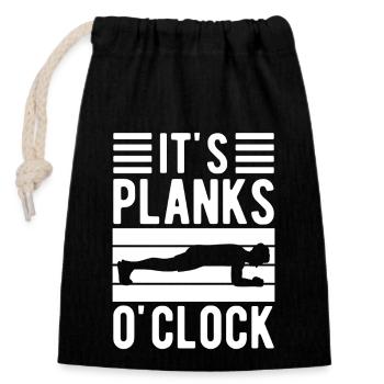 Gym Junkies It´s Planks O´Clock Calisthenics - Verschließbarer Geschenkbeutel aus Baumwolle (14x20cm) - Schwarz - Vorne