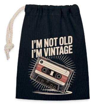 Klassisch statt alt – Vintage-Style - Verschließbarer Geschenkbeutel aus Baumwolle (14x20cm) - Navy - Vorne