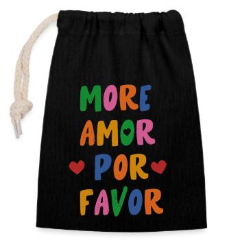 more amor por favor - Closable cotton gift bag (14x20cm) - black - Front