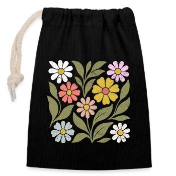 Boho Wildflower - Closable cotton gift bag (14x20cm) - black - Front