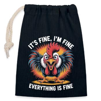 Lustiges Chaos Huhn Shirt - Verschließbarer Geschenkbeutel aus Baumwolle (14x20cm) - Navy - Vorne