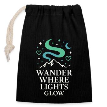 Aurora Borealis Northern Lights Arctic Nightscape - Closable cotton gift bag (14x20cm) - black - Front